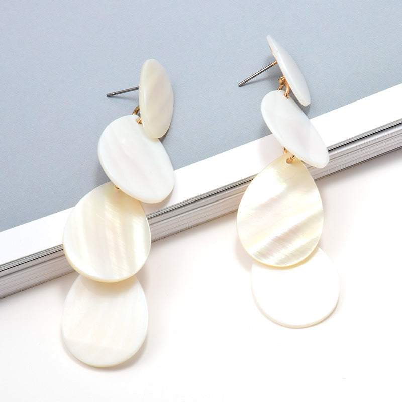 White Shell Tassels European Style Fashion Earrings-Jewearrings