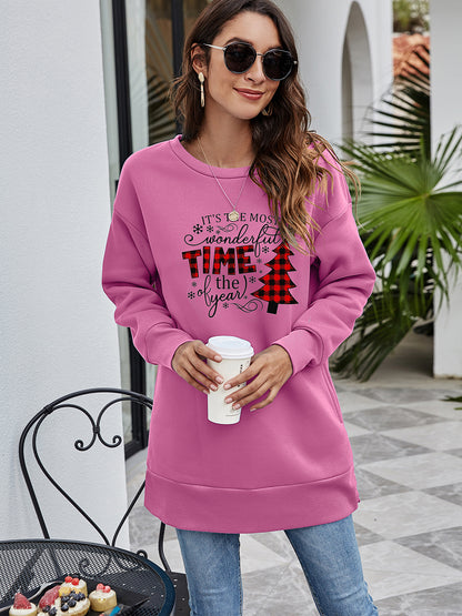 Christmas Tree Graphic Drop Shoulder Sweatshirt-Jewearrings