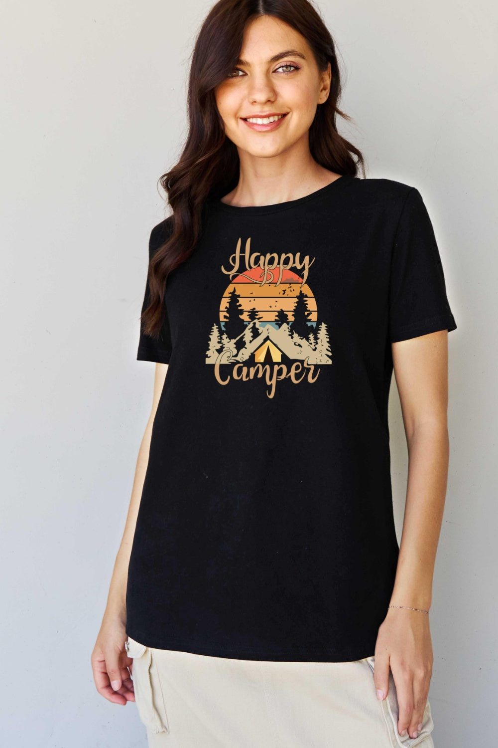 Simply Love Full Size HAPPY CAMPER Graphic T-Shirt-Jewearrings