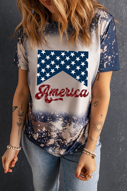 AMERICA Round Neck Short Sleeve T-Shirt-Jewearrings