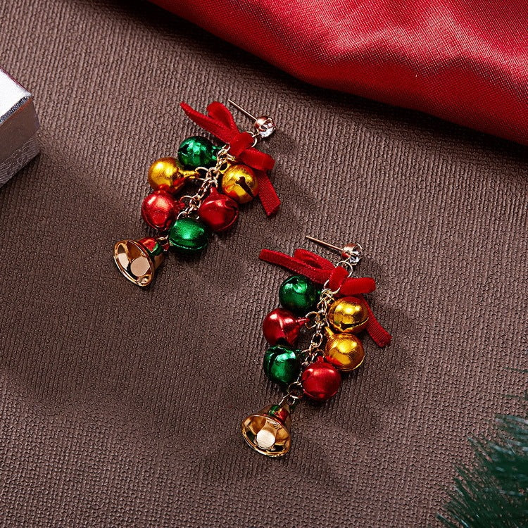 Christmas Fashion Simple Bells Bow Earrings-Jewearrings