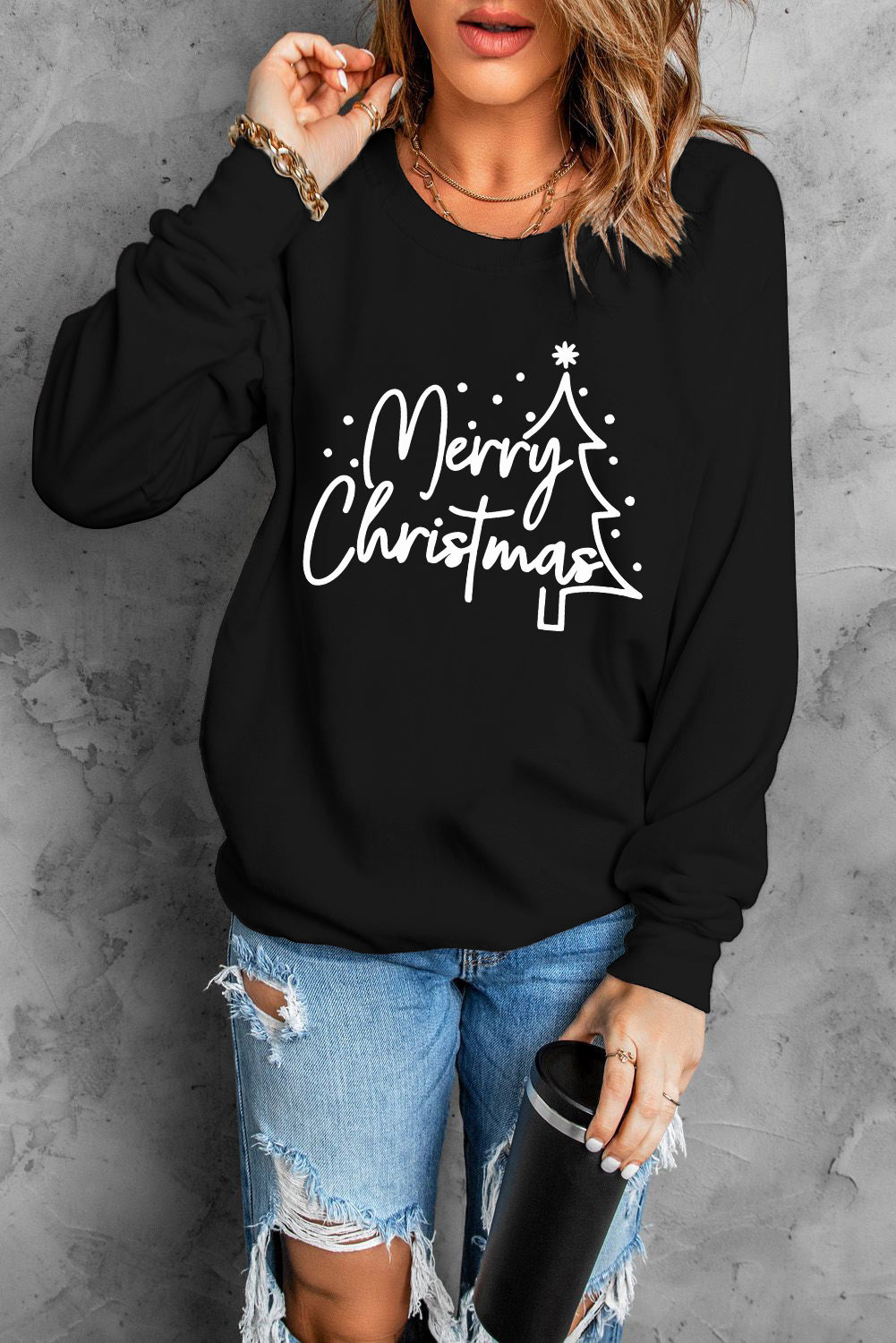 MERRY CHRISTMAS Graphic Sweatshirt-Jewearrings