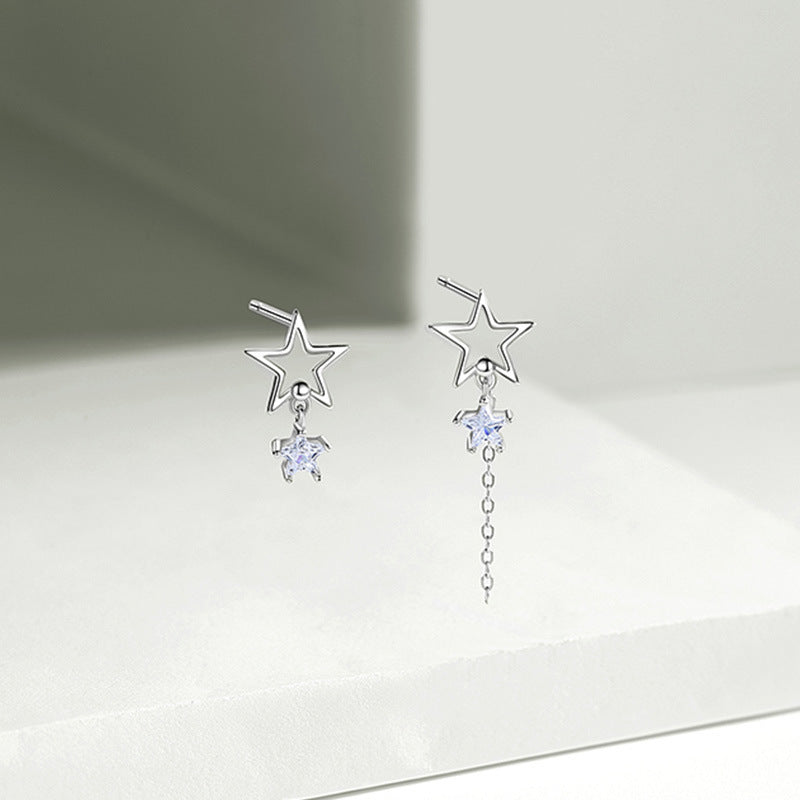 Women's Fashion Simple Sterling Silver Star Earrings-Jewearrings