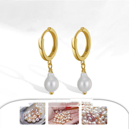 925 Sterling Silver Drop Earrings Natural Freshwater Pearls-Jewearrings