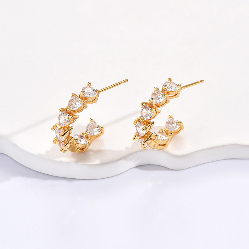 Ornament Simple Rhinestone Ear Clip Design C- Ring Earrings-Jewearrings