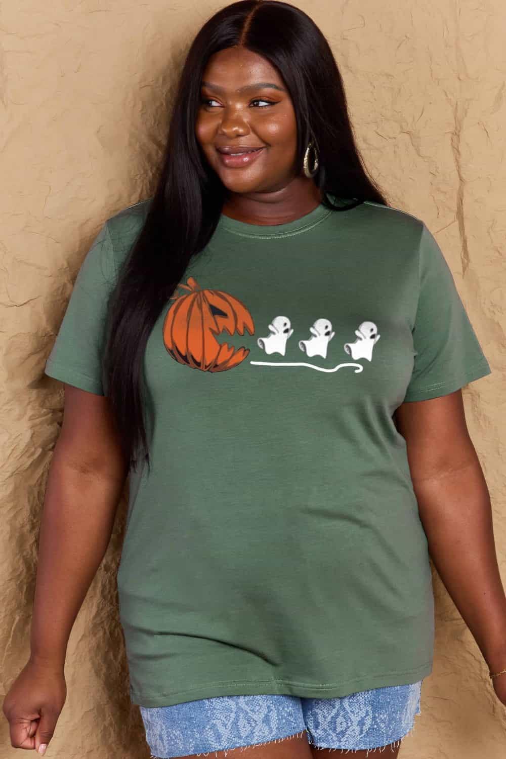 Simply Love Full Size Jack-O'-Lantern Graphic Cotton T-Shirt-Jewearrings