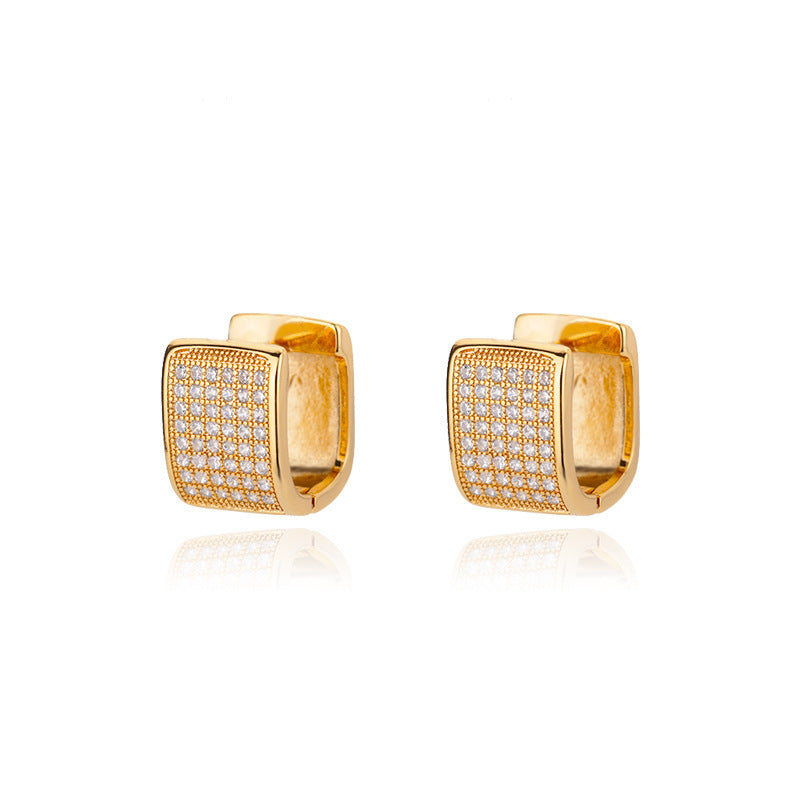 Lock Female Oval Geometric Zircon-encrusted Stud Earrings-Jewearrings