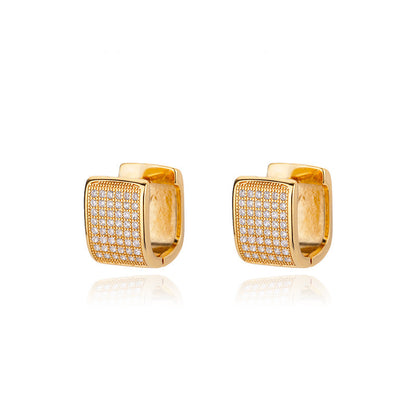 Lock Female Oval Geometric Zircon-encrusted Stud Earrings-Jewearrings