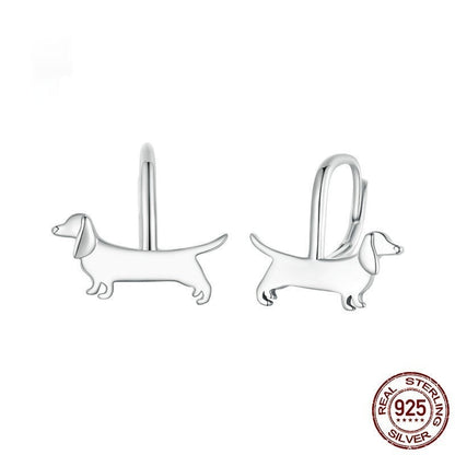 Aifule Original Cute Sausage Dog Stud Sterling Silver Simple Wild Earrings-Jewearrings