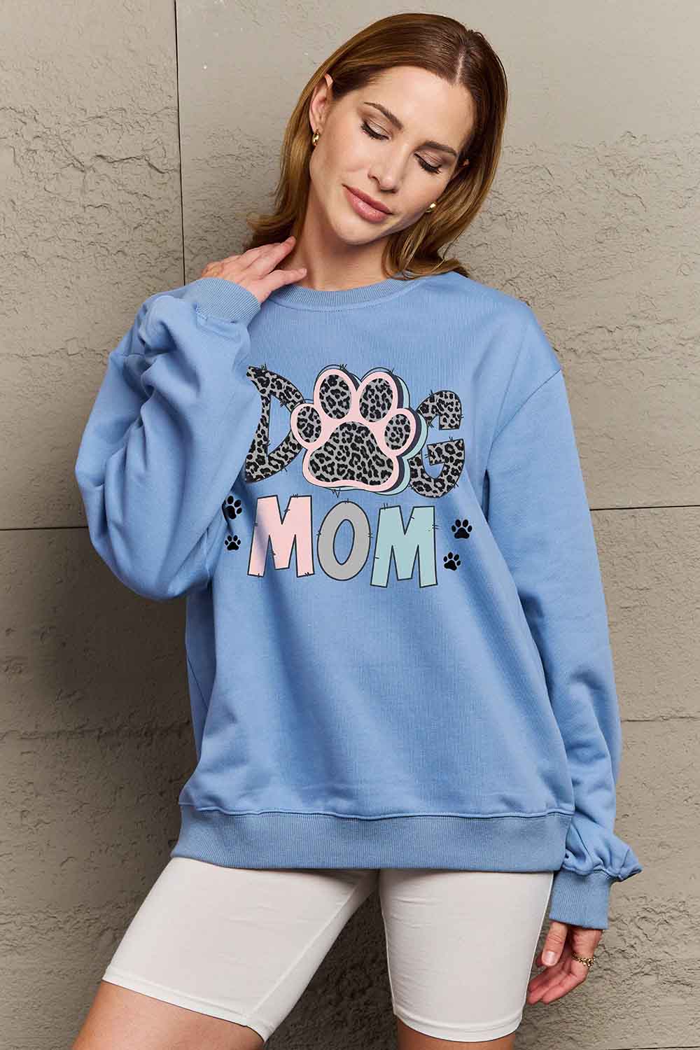 Simply Love Simply Love Full Size DOG MOM Graphic Sweatshirt-Jewearrings