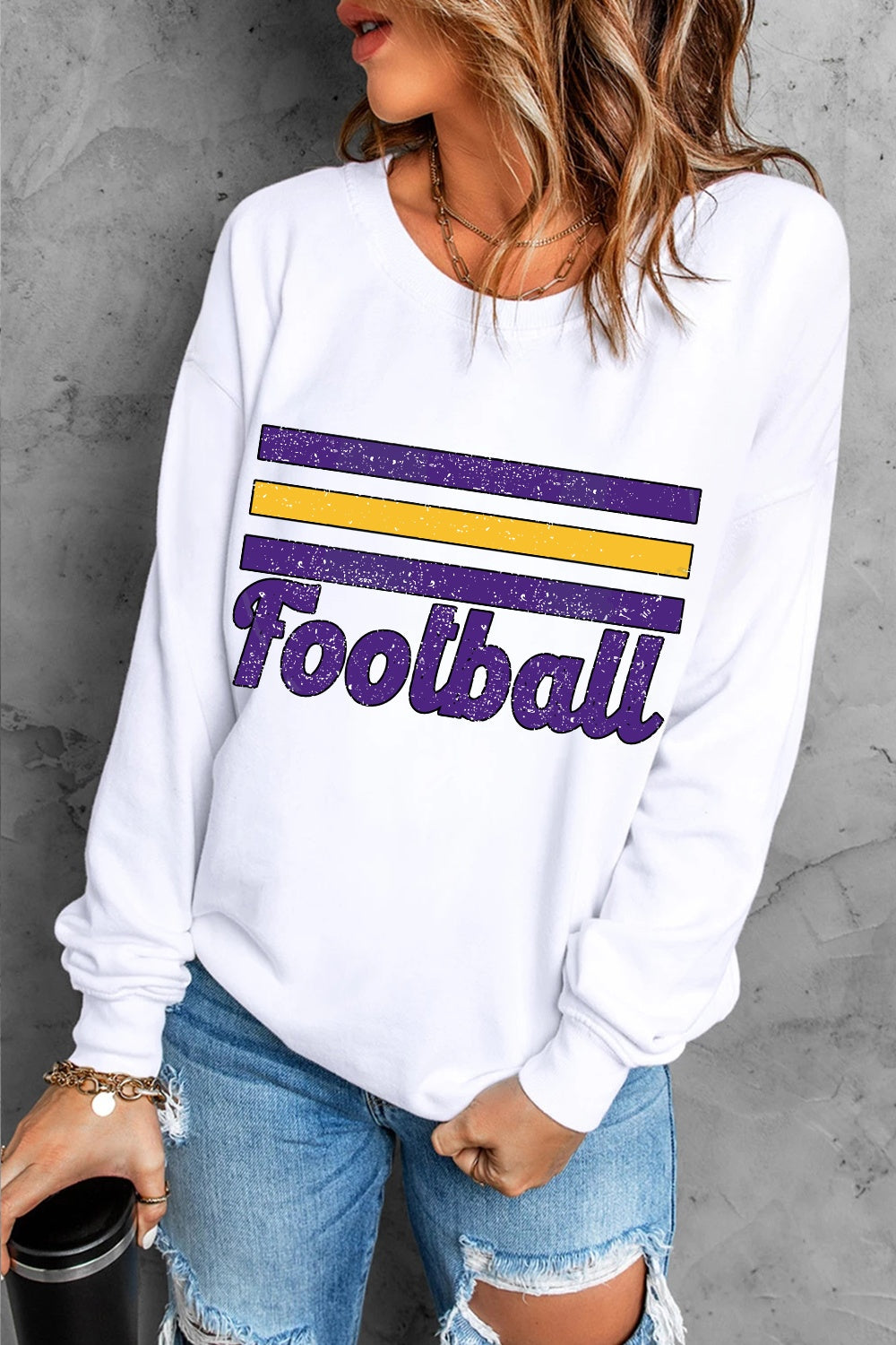 FOOTBALL Graphic Long Sleeve Sweatshirt-Jewearrings