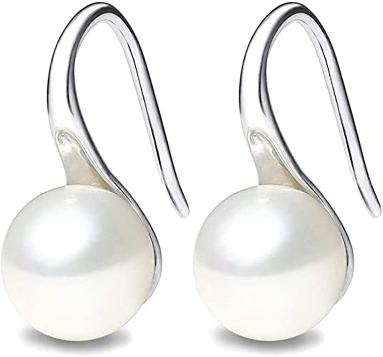 Simple 925 Silver Elegant Women's Pearl Stud Earrings-Jewearrings