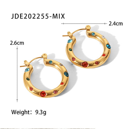 Women's Fashion Stainless Steel Inlaid Pearl Zircon Earrings-Jewearrings