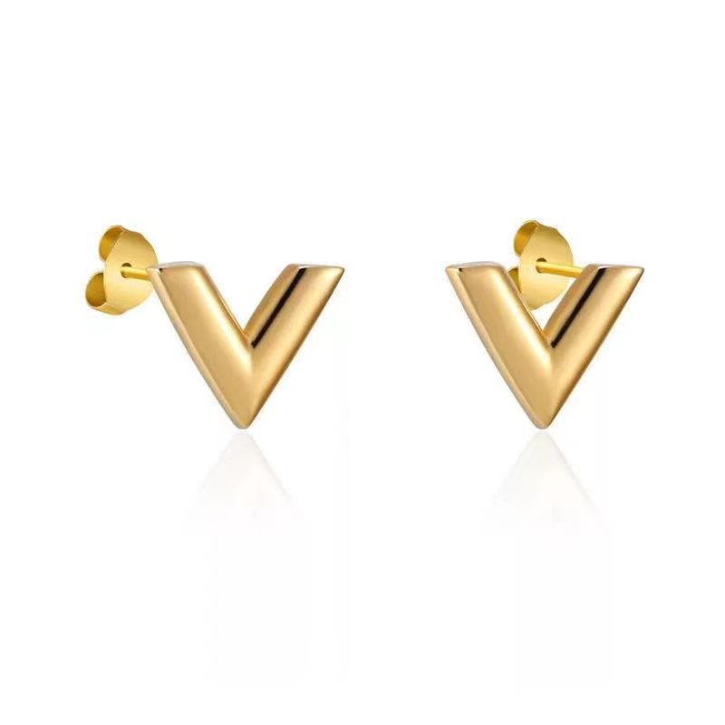 V-shaped Earrings Personalized Rose Gold Plated Earrings-Jewearrings