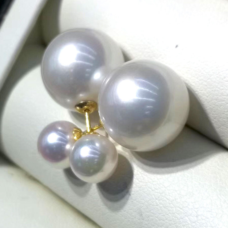 Women's Natural Freshwater Round Pearl Earrings-Jewearrings