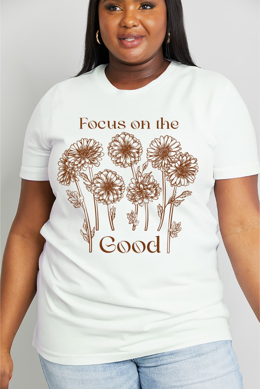 Simply Love Full Size FOCUS ON THE GOOD Graphic Cotton Tee-Jewearrings