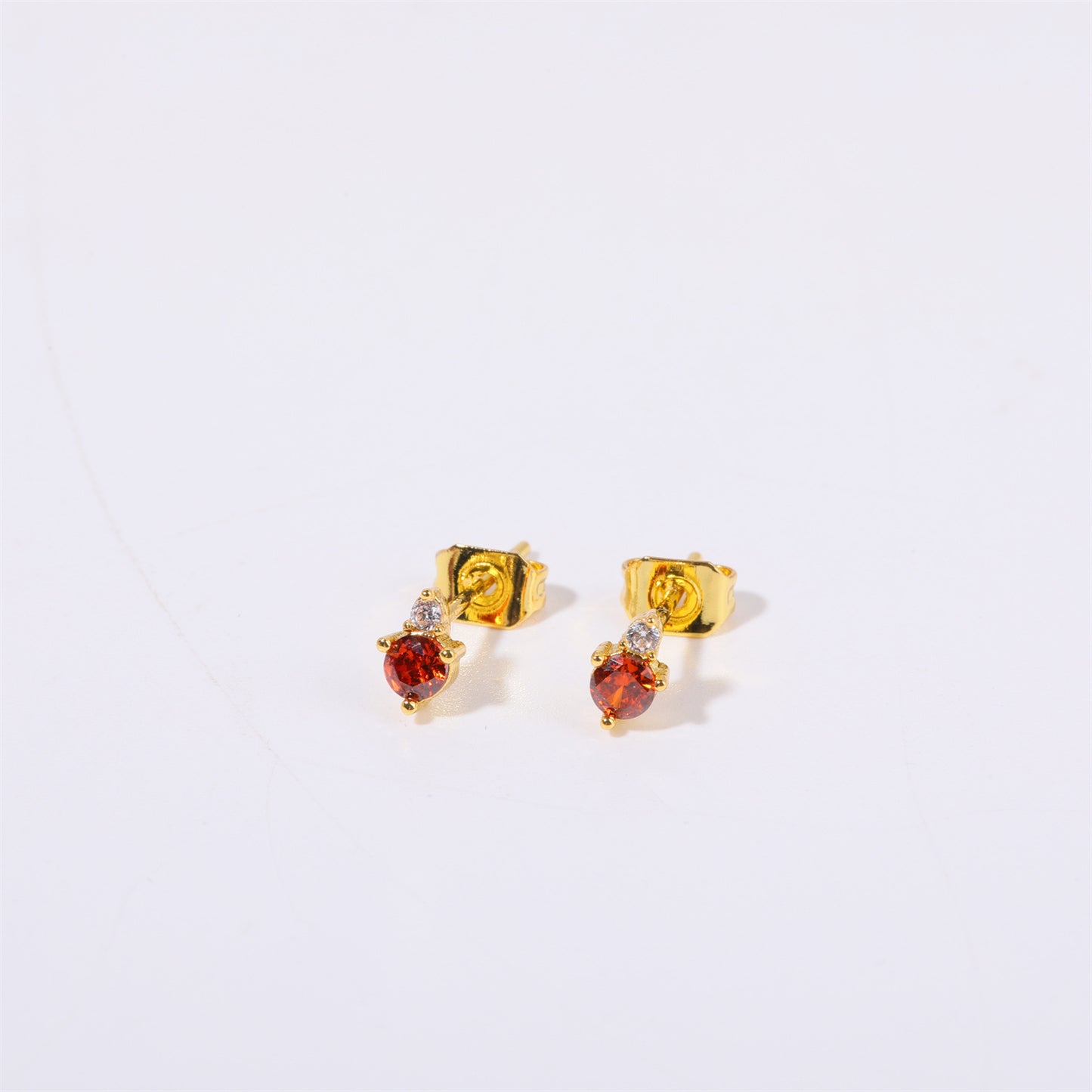 Titanium Steel Electroplated Genuine Gold December Birthstone Zircon Earrings-Jewearrings