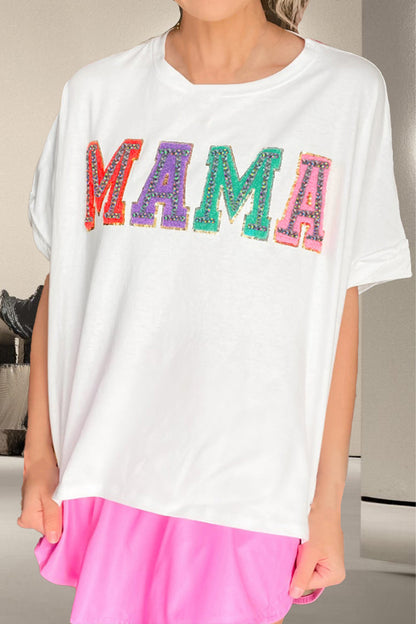 MAMA Round Neck Short Sleeve T-Shirt-Jewearrings