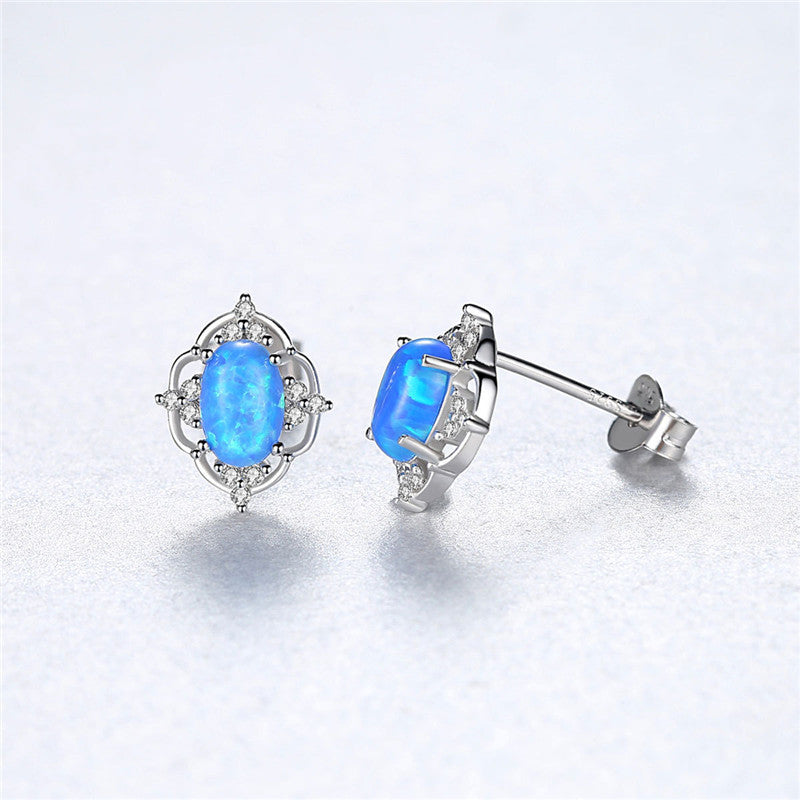 Fashion Korean Style 925 Silver Opal Earrings-Jewearrings