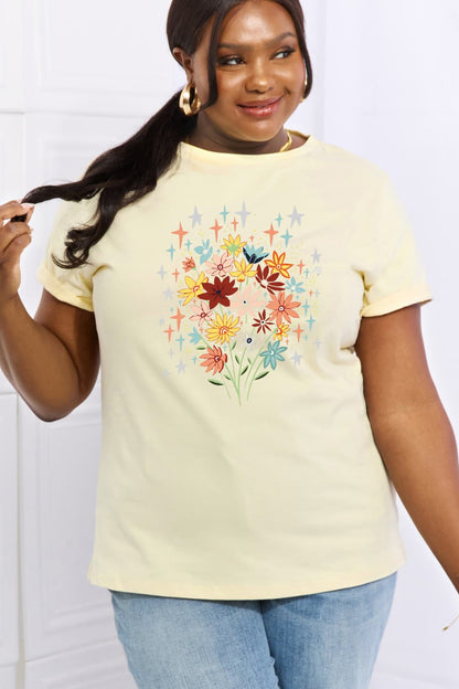 Simply Love Full Size Floral Graphic Cotton Tee-Jewearrings