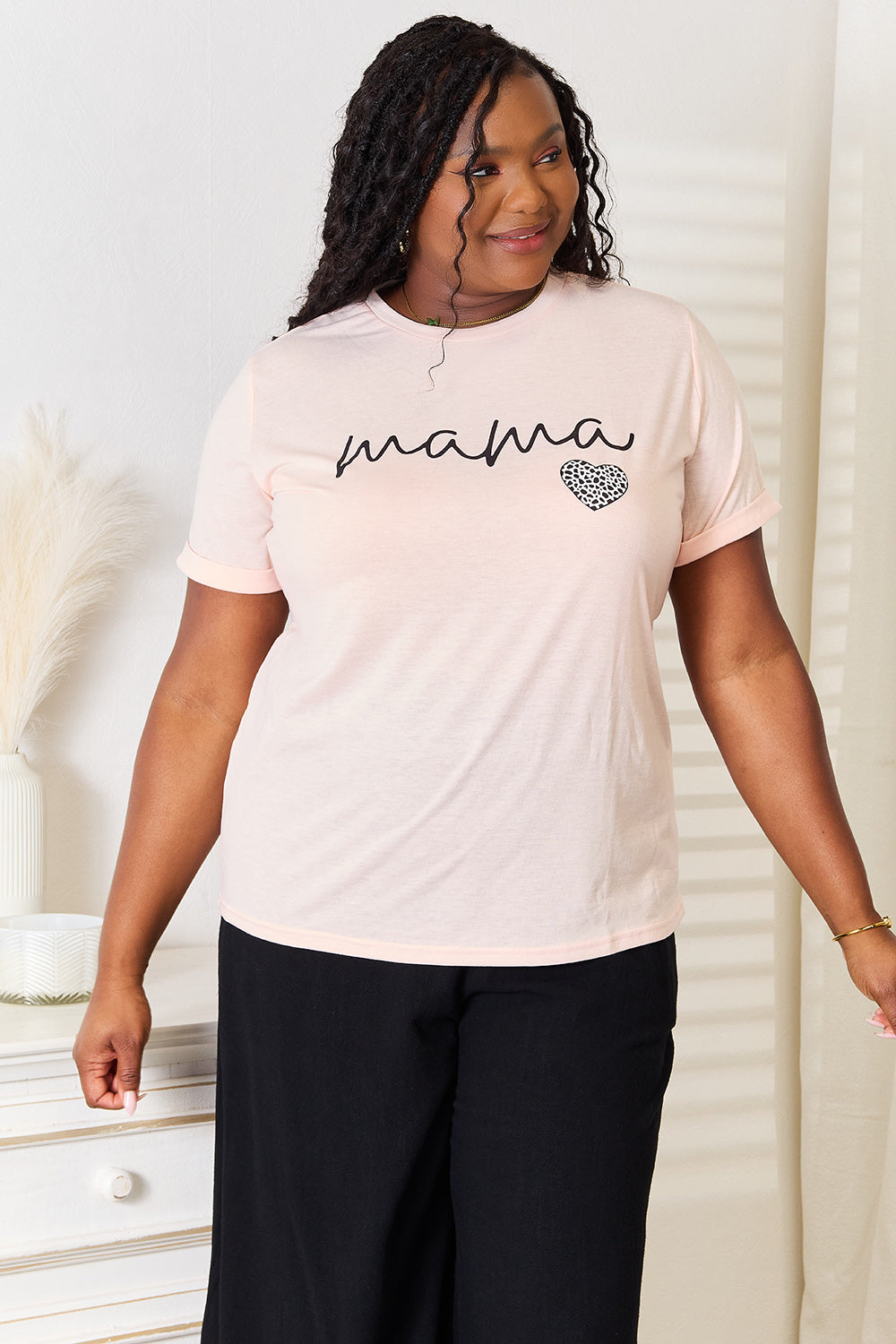 Simply Love MAMA Heart Graphic T-Shirt-Jewearrings