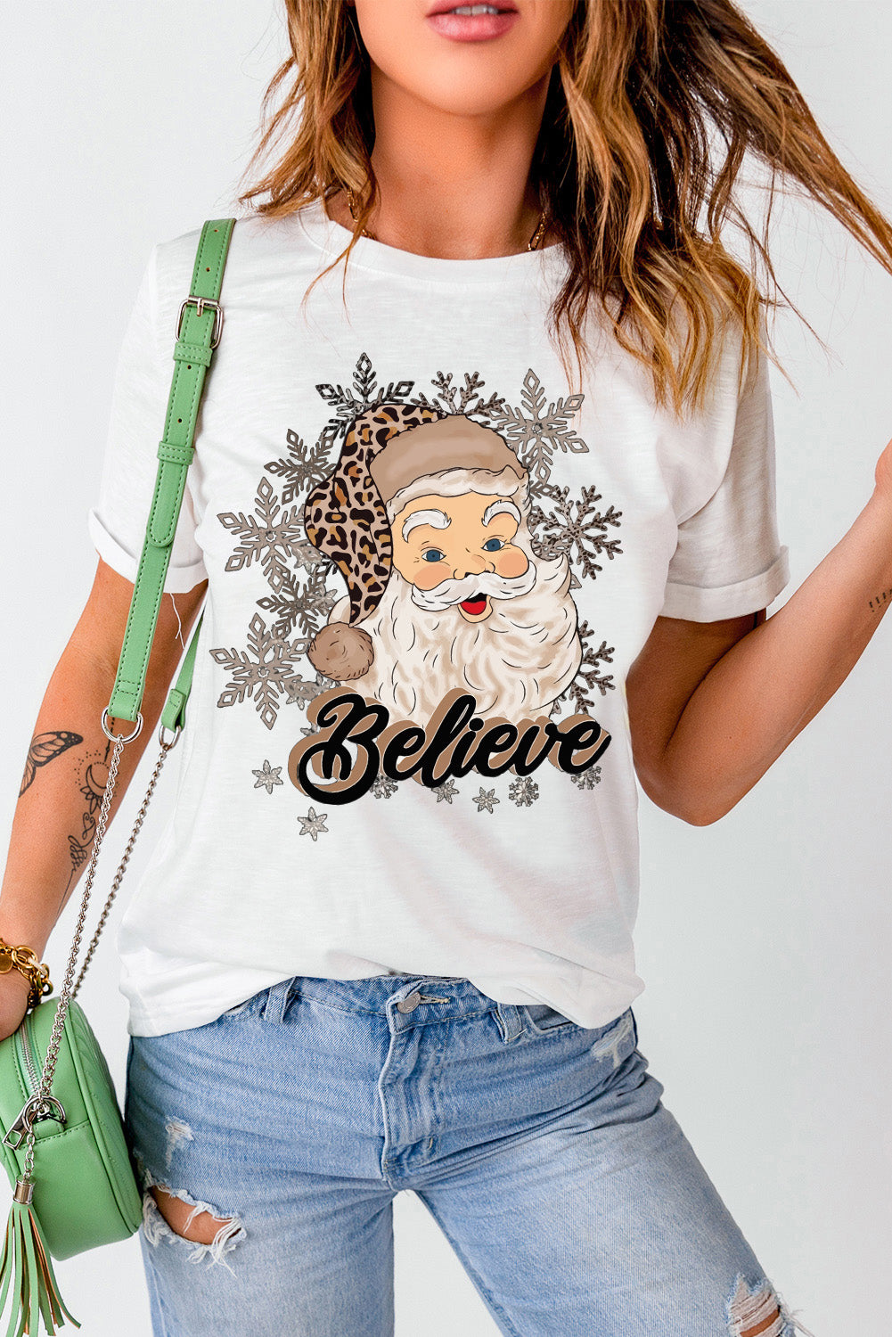 BELIEVE Santa Graphic T-Shirt-Jewearrings