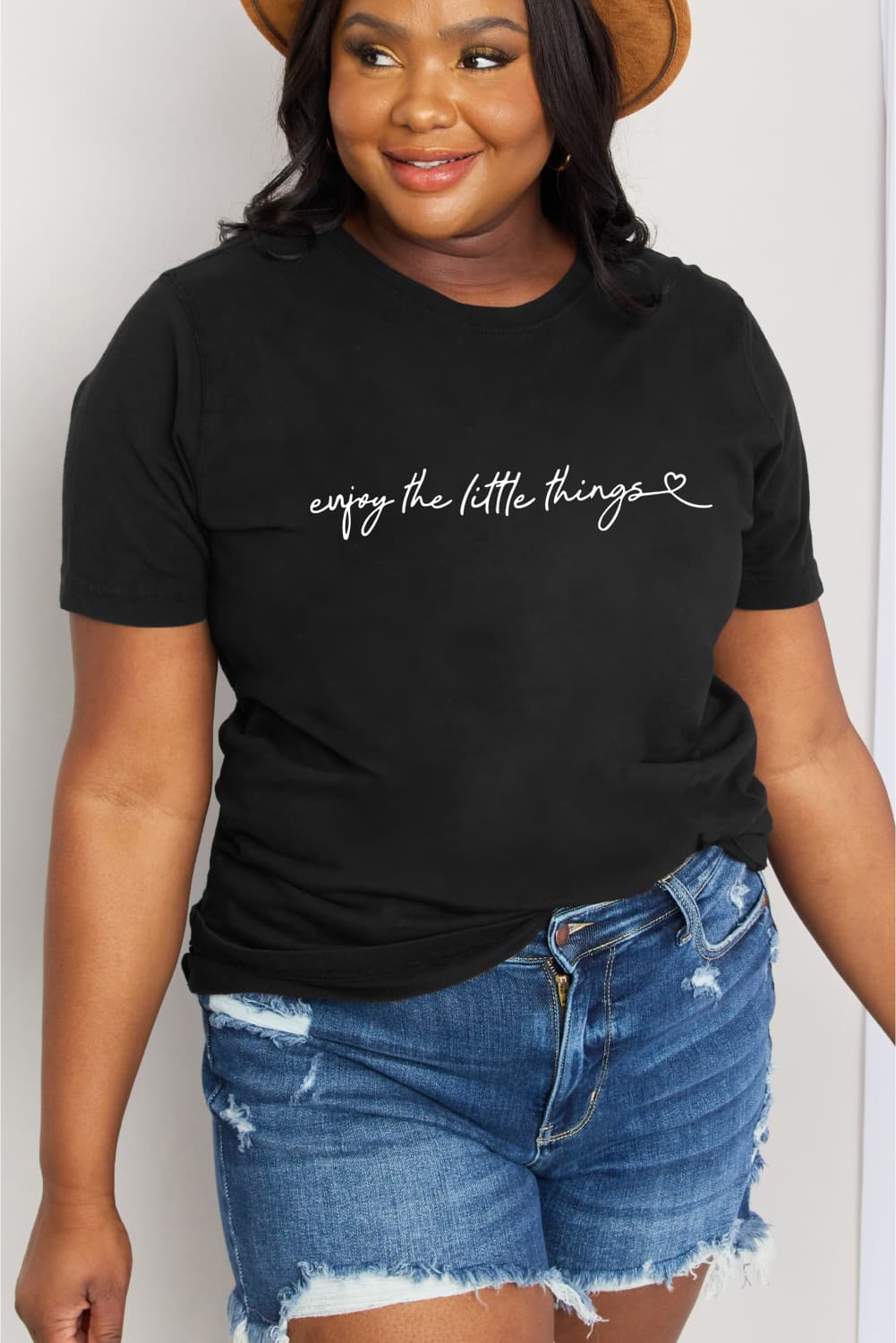 Simply Love Full Size ENJOY THE LITTLE THINGS Graphic Cotton Tee-Jewearrings