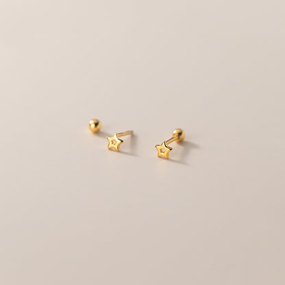 Women's Simple Hollow Stars Square Triangle S925 Silver Stud Earrings-Jewearrings