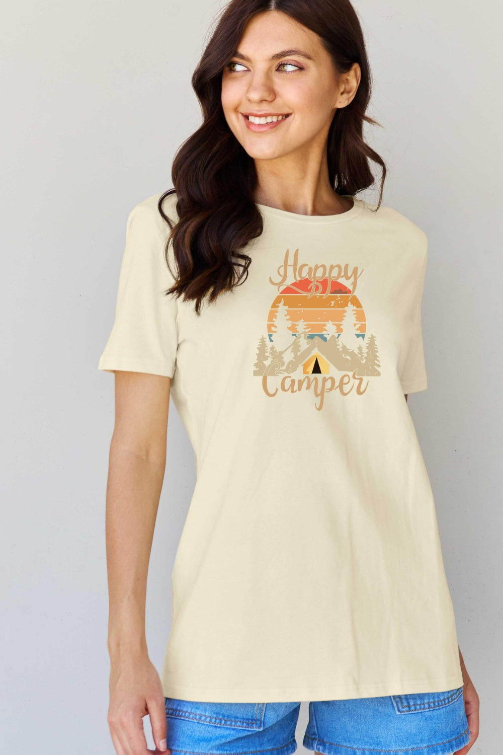 Simply Love Full Size HAPPY CAMPER Graphic T-Shirt-Jewearrings