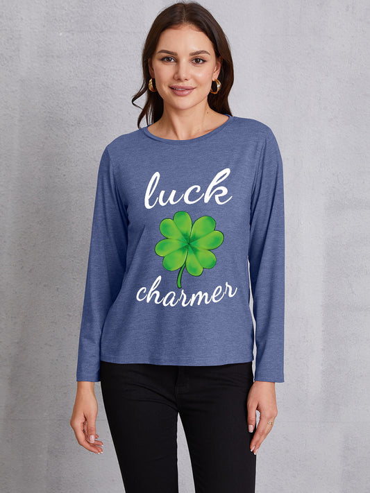 LUCK CHARMER Lucky Clover Round Neck T-Shirt-Jewearrings