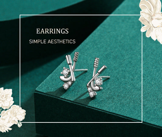 S925 Sterling Silver Simple Hockey Stud Earrings-Jewearrings