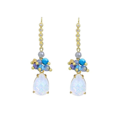 European And American Popular Accessories Drop-shaped Opal Earrings Fashion Natural Stone-Jewearrings