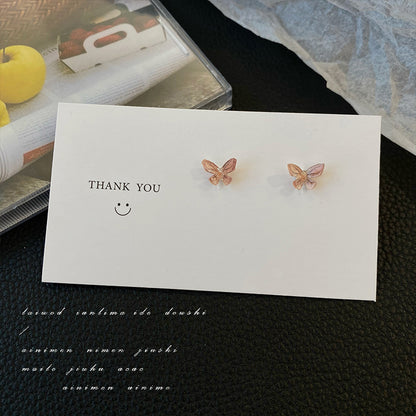 Women's Small And Simple Sterling Silver Butterfly Earrings-Jewearrings