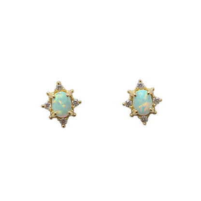 S925 Sterling Silver Gold Plated Opal Zircon Stud Earrings-Jewearrings