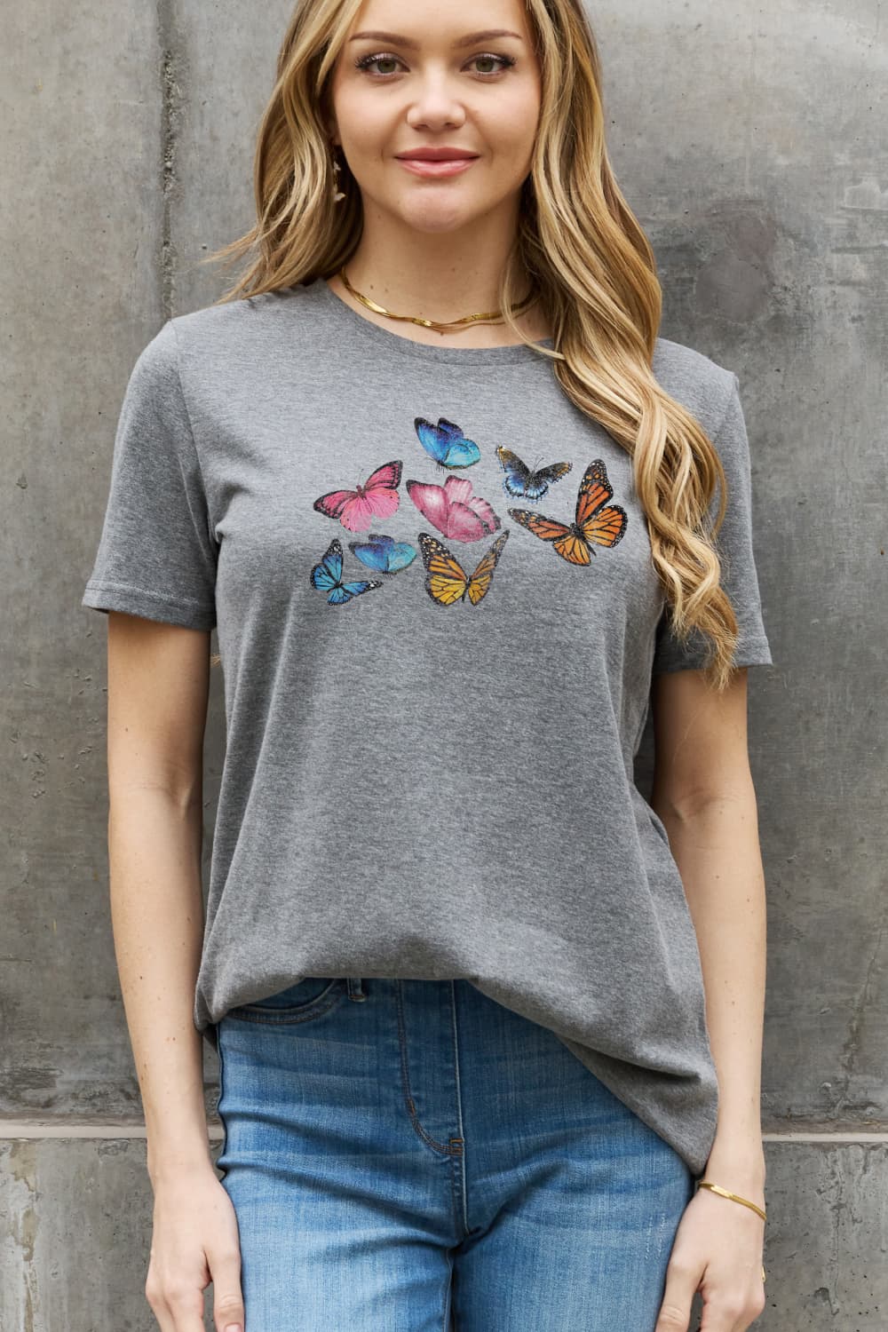 Simply Love Full Size Butterfly Graphic Cotton Tee-Jewearrings