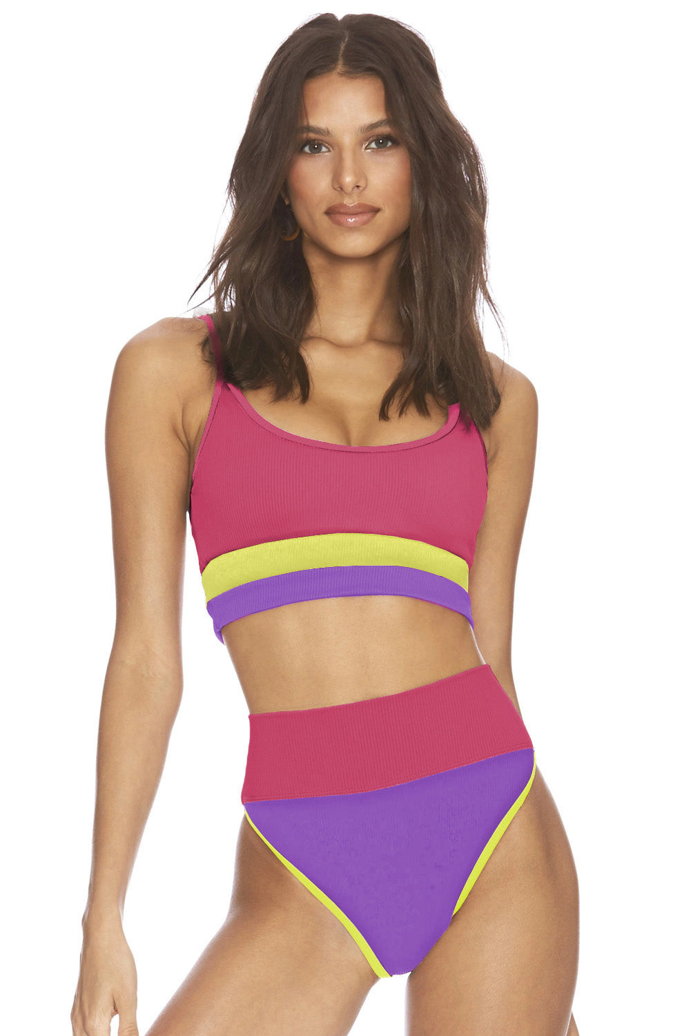 Color Block Spaghetti Strap Two-Piece Swim Set-Jewearrings