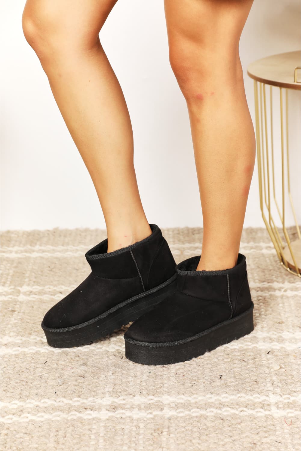 Legend Women's Fleece Lined Chunky Platform Mini Boots-Jewearrings