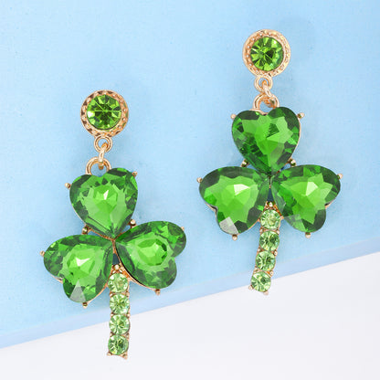 Women's Fashion Green Eardrops Stud Earrings-Jewearrings