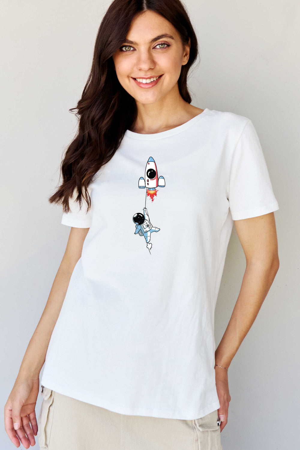 Simply Love Full Size Astronaut Graphic Cotton T-Shirt-Jewearrings