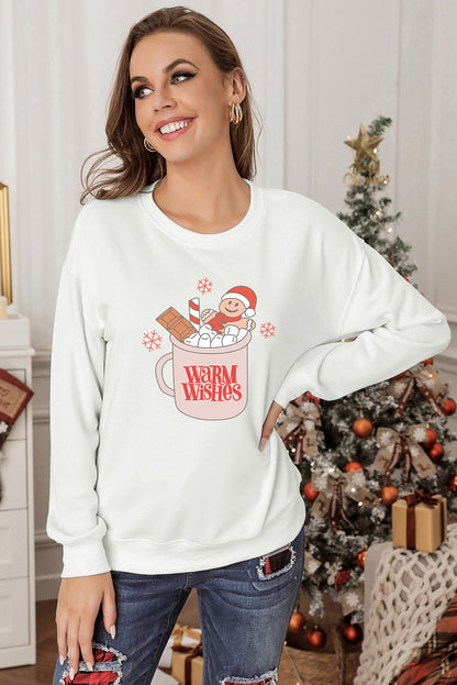 Christmas Graphic Round Neck Sweatshirt-Jewearrings