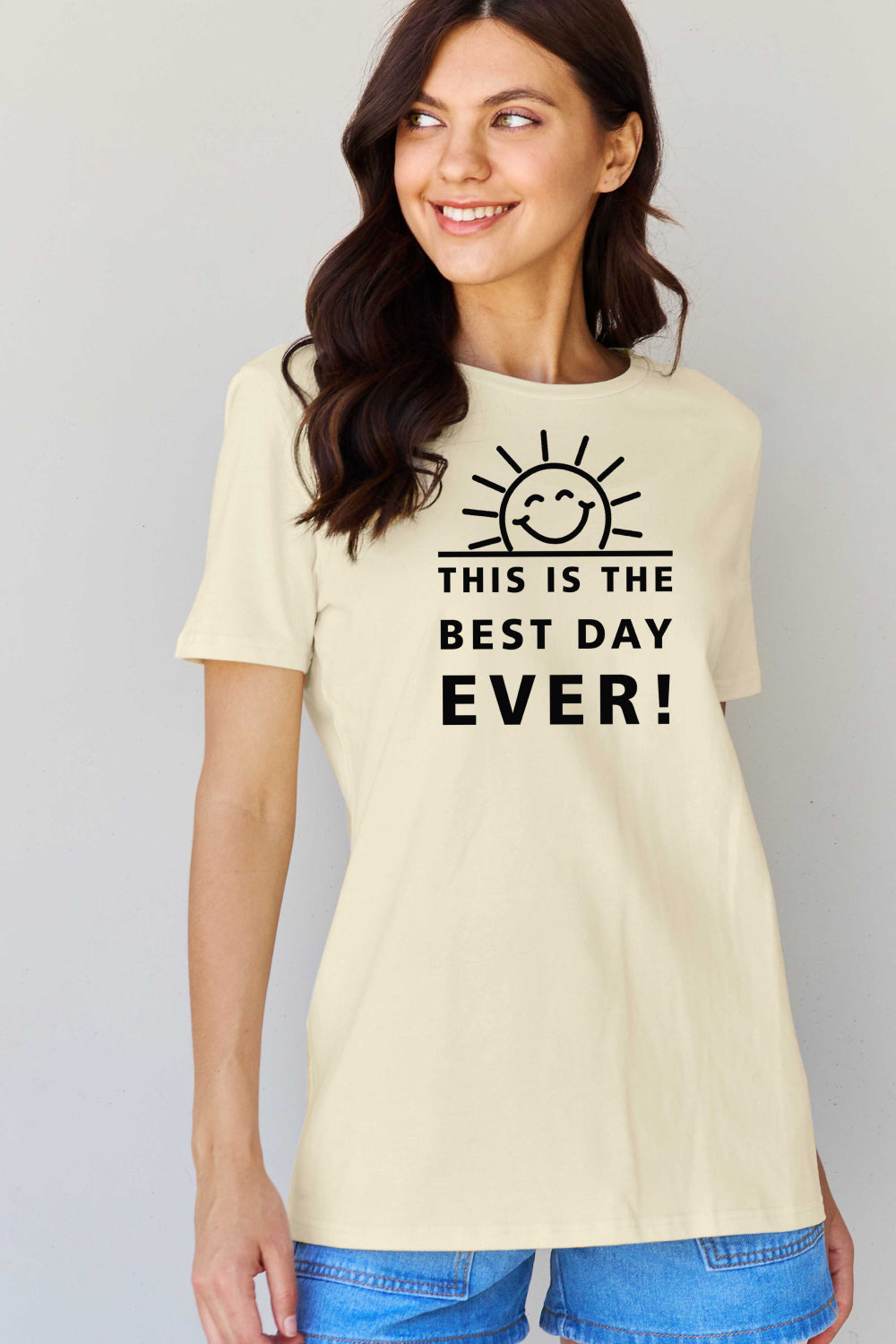 Simply Love Full Size THIS IS THE BEST DAY EVER! Graphic Cotton T-Shirt-Jewearrings