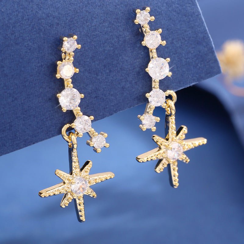 Eight Mang Star Micro-inlaid Diamond Super Stud Earrings For Women-Jewearrings