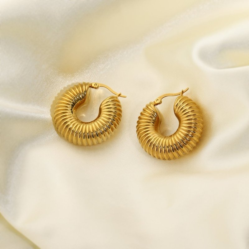 Electric Water Pipe Shape Gold-plated Earrings-Jewearrings