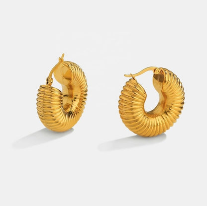 Electric Water Pipe Shape Gold-plated Earrings-Jewearrings