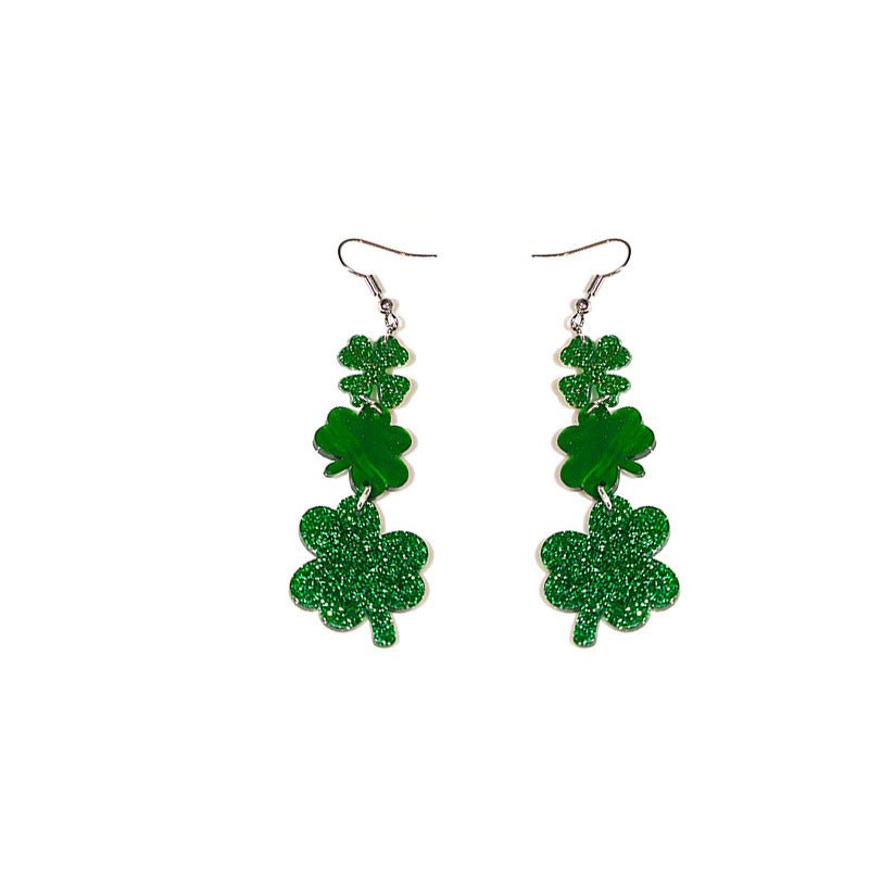 Elegant Acrylic Green Clover Earrings-Jewearrings