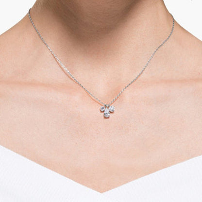 Elegant And Intellectual Three Drop Round Diamond Design Necklace And Earrings Three-piece Set Temperament Silver Clavicle Chain Female-Jewearrings