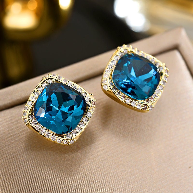 Elegant Blue Imitation Crystal Hot-sale Earrings Generous Earrings-Jewearrings