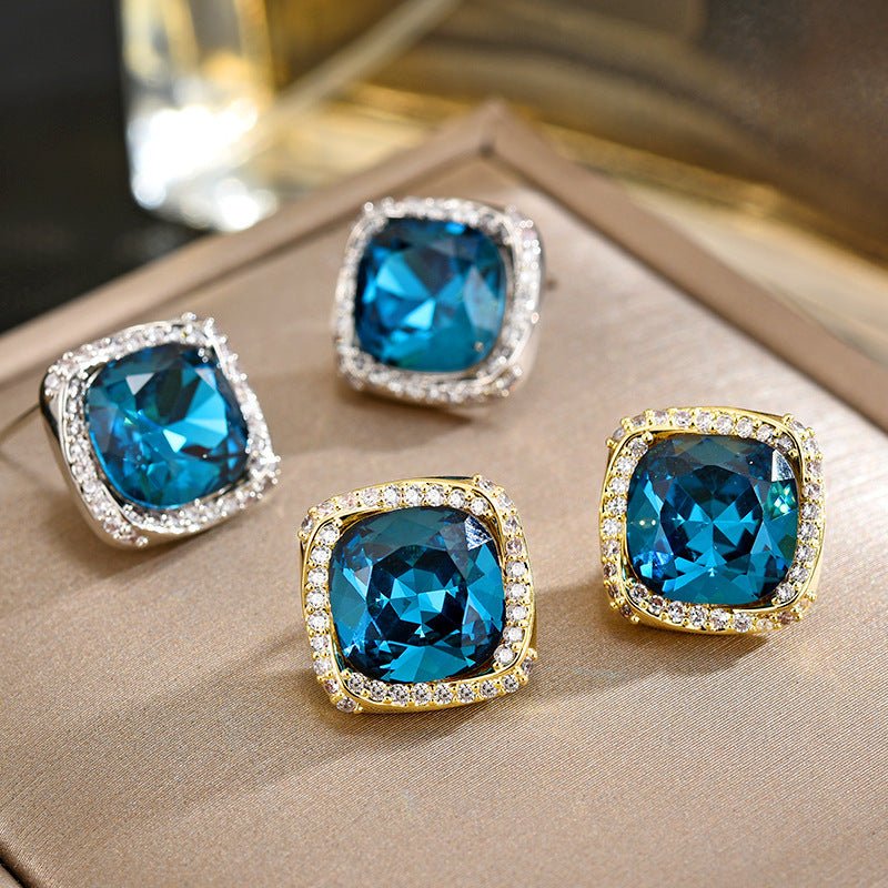 Elegant Blue Imitation Crystal Hot-sale Earrings Generous Earrings-Jewearrings