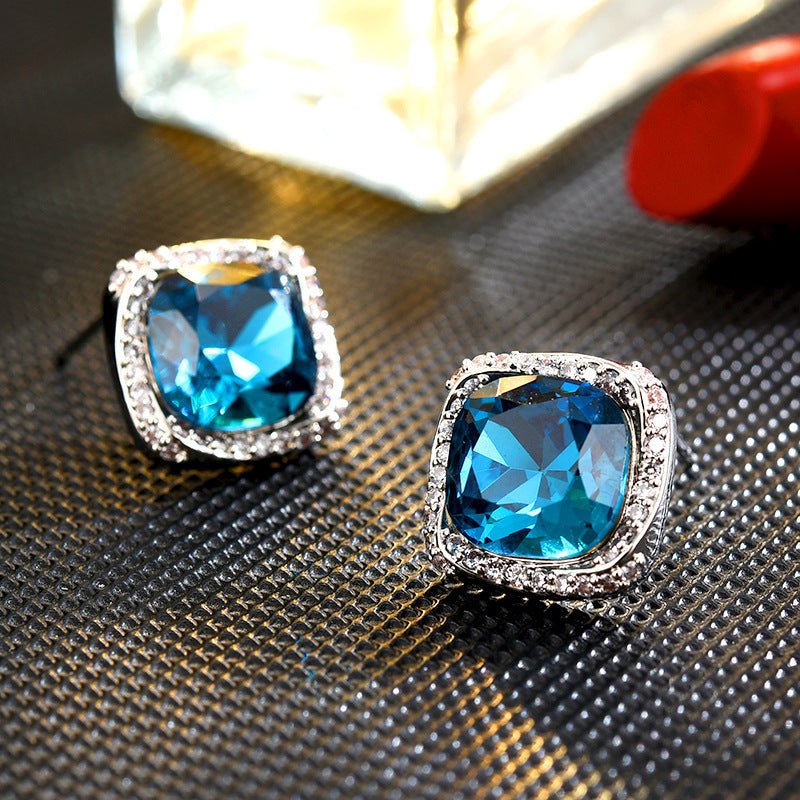 Elegant Blue Imitation Crystal Hot-sale Earrings Generous Earrings-Jewearrings