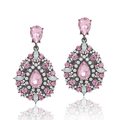 Elegant Ladies Crystal Rhinestone Earrings Retro Drop-Shaped Girl Earrings European And American Style Fashion Jewelry-Jewearrings